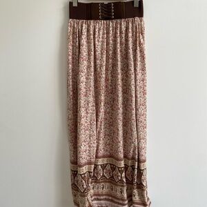 Floral Maxi Skirt with Brown Waistband 2/$20